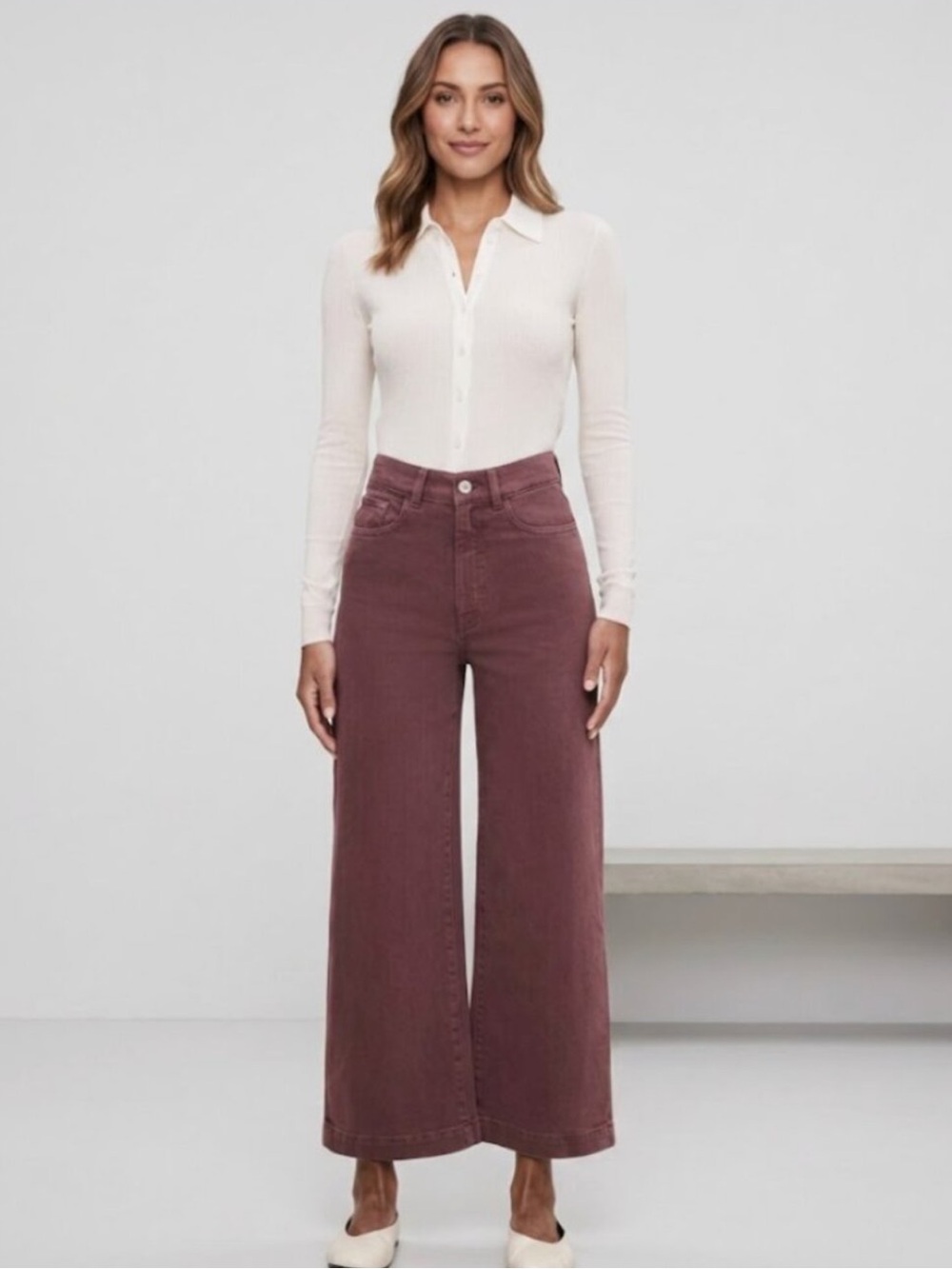 NWT $209 DL1961 WOMEN'S Hepburn Wide Leg Trouser Jeans In Dried Rose Transparent